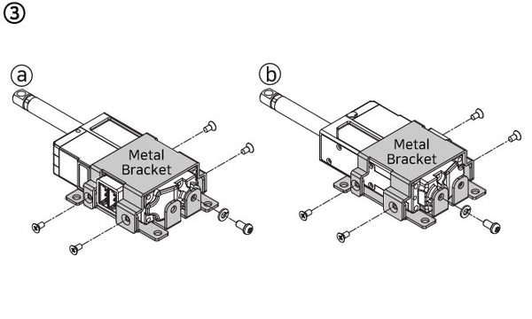 Metal Bracket (IR-MB02) - 12Lf/L12 (22mm,0.86in), D12/D7(26mm,1.02in), 12L/12D(27mm,1.06in) Stroke Version Lateral mounting