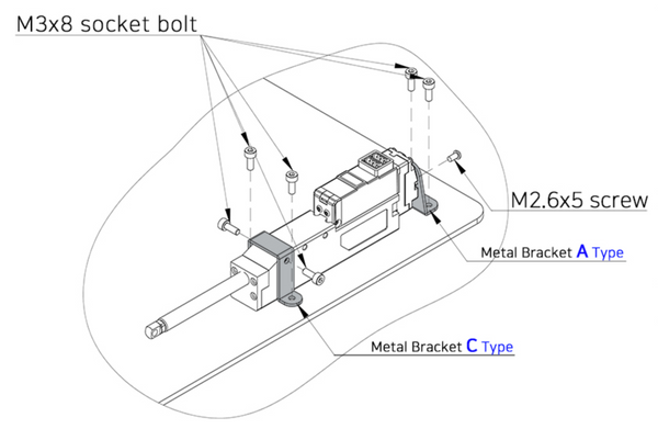 Metal Bracket (IR-MB03) - For 12Lf/ L12 40mm(1.57in) ~ 96mm(3.78in) Stroke Version Only