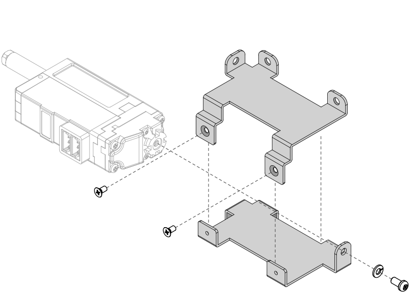 Metal Bracket (IR-MB04) - 12Lf/L12 (22mm,0.86in), D12/D7(26mm,1.02in), 12L/12D(27mm,1.06in) Stroke Version Vertical mounting